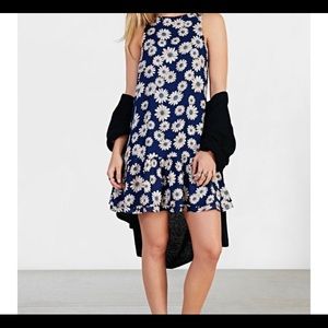 Anthropologie Lucca Couture Blue printed floral Pemplum hem Sleeveless D…
